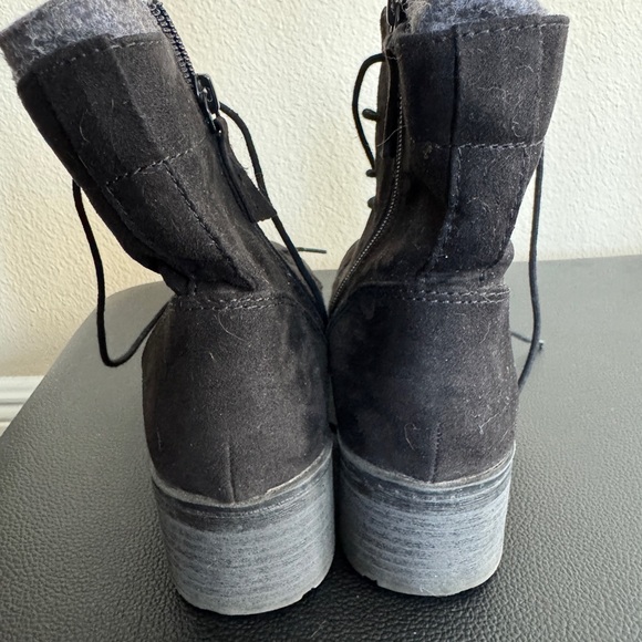 Women's Black Suede Ankle Boots - Picture 3 of 4